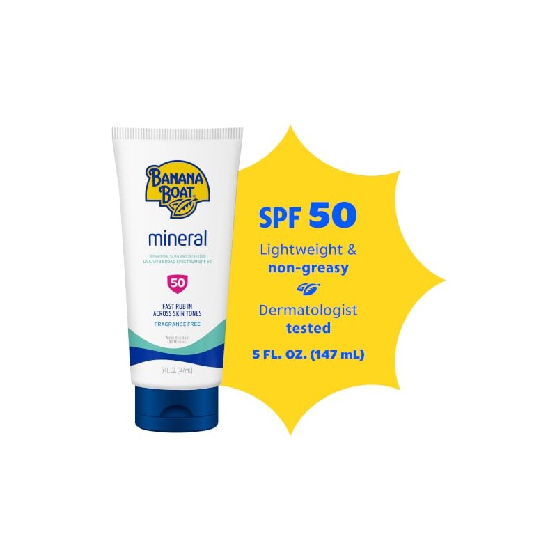 Banana Boat - Loción de protección solar mineral sensible SPF