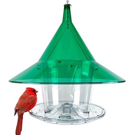 Sky Cafe - Squirrel Proof Bird Feeder for Outside - Large, 17 in. Diameter, 1.5 Gallon Birdseed Capacity - Made in USA by Arundale (Emerald Green) - Free Mug