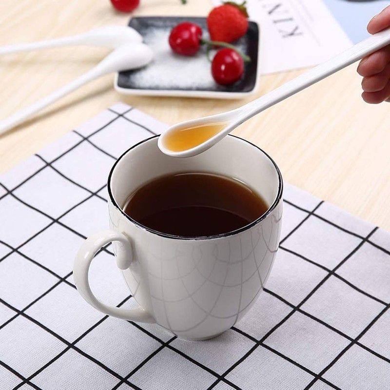 ProLeo 5 Tablespoons Ceramic Coffee Spoon Long Handle Mixing Spoon