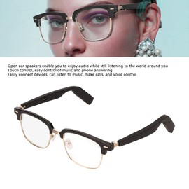 Intelligent Glasses, Wireless BT5.0 Sunglasses for Music Calls, Built-in Microphone, Open Speaker, IP67 Waterproof Intelligent Sunglasses with Touch Control for Driving, Riding, Travel, black