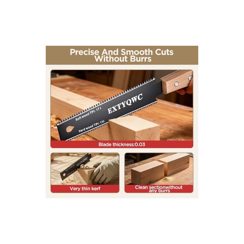 Japanese Hand Saw,6-Inch Double-Edge Pull Saw,SK5 Flexible Blade, Flush Cut