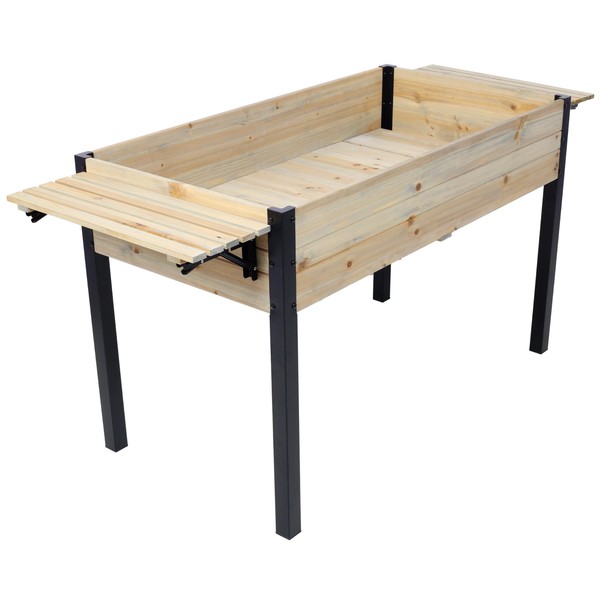 Raised Garden Bed, Metal Leg Wood Planter Boxes with Folding