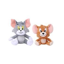 Classic Cartoon Cat and Mouse Plush Toy Set - 7 Inch Sitting Cat & 5 Inch Sitting Mouse Stuffed Animals, Cute Cartoon Plushies for Birthday Party Decorations, Gifts for Girls Boys, and Home Decor