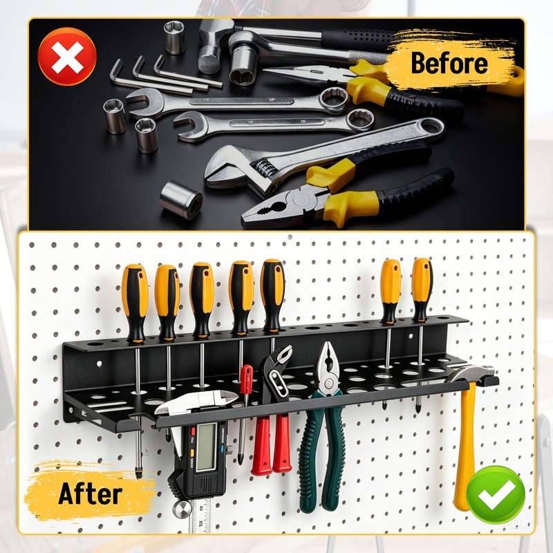 Metal Screwdriver Organizer, 15.75inch Utility Wall Mount Tool Organizer for