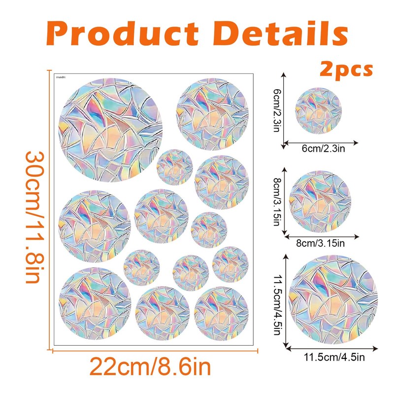 Pack of 26 Rainbow Window Film with Prism Effect, Prism
