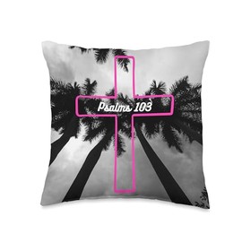 KJJ Store Psalms Palm Tree Cross Throw Pillow, 16x16, Multicolor