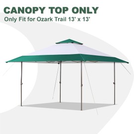 Canopy Replacement Top Fit for Ozark Trail 13' x 13' Instant Outdoor Canopy Frame, Canopy Cover ONLY, (White/Forest Green)
