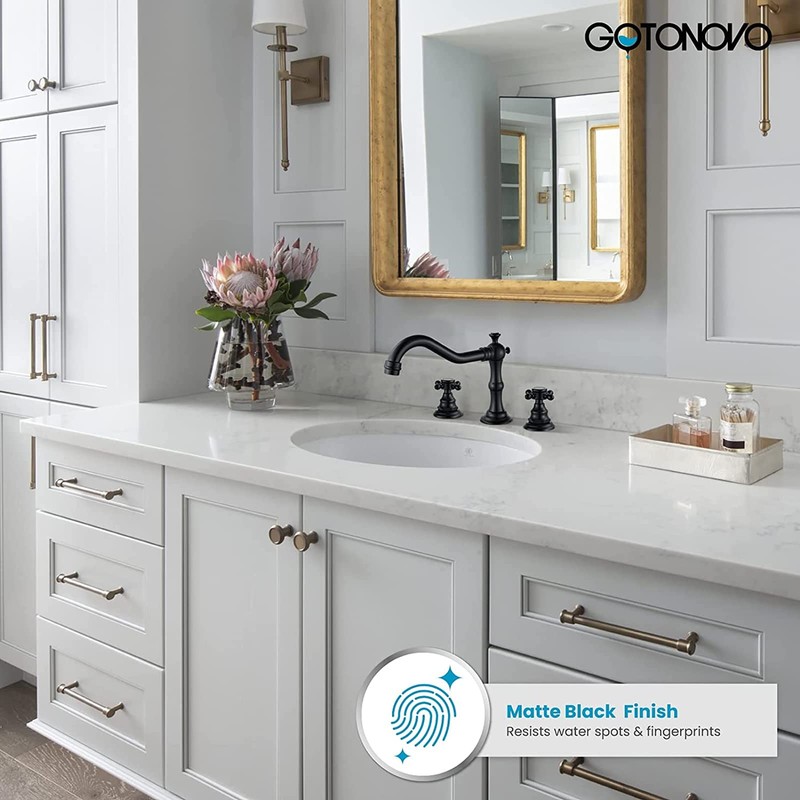 gotonovo 3 Hole Widespread Bathroom Sink Faucet Double Cross Handle