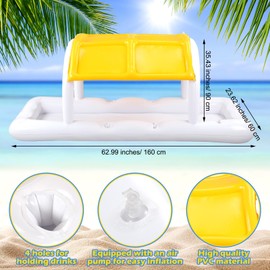 SiliFine Giant Floating Yellow Cabana Drink Station Inflatable Pool Bar with Cup Holder Summer Pool Float with Canopy Sunshade Inflatable Serving Bar Food & Drinks Cooler for Party