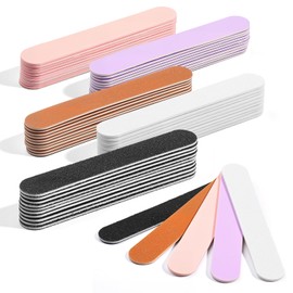 Makartt Mini Nail Files - 100/180 Grit Emery Boards for Nails, 50 Pcs Disposable Doubled Sided Coarse & Fine Bulk Manicure Kit Home Salon Use(Black White Pink Purple Brown)