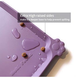 Hoki Found Silicone Pet Food Mats Tray - High-Lips Pet Dog Cat Bowl Mats - Pet Feeding Mat - Waterproof Dog Cat Food Mats -Pet Water Mats for Floors - Amethyst