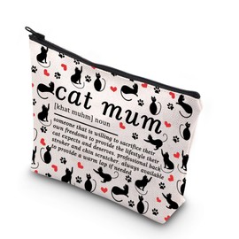 WCGXKO Cat Mum Definition Gift Cat Owner Gift Cat Lovers Makeup Zipper Pouch Bag for Women Girls (cat Mum CA)