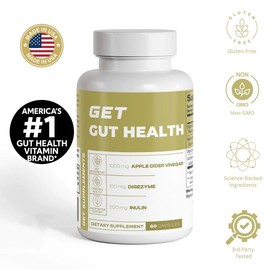 GET Gut Health – Digestive Support Supplement with 1000mg Apple Cider Vinegar & 200mg Inulin – 60 Capsules, Gluten-Free, Non-GMO, Made in USA