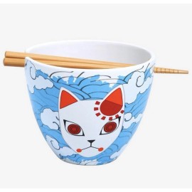 Just Funky Demon Slayer Kimetsu No Yaiba Tanjiro Fox Mask Ramen Bowl With Chopsticks
