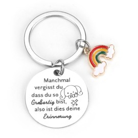 Stainless Steel Keyring for Women with Colourful Rainbow Pendant, The Gift for Best Friend, Birthday Gift for Women and as a Small Gift for Women, Women's Gift, silver
