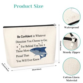 Inspirational Shark Gifts for Teen Girls Makeup Bag for Women Shark Theme Gift for Friend Sister Daughter Animal Bag Shark Week Gifts Graduation Christmas Birthday Presents Travel Cosmetic Pouch