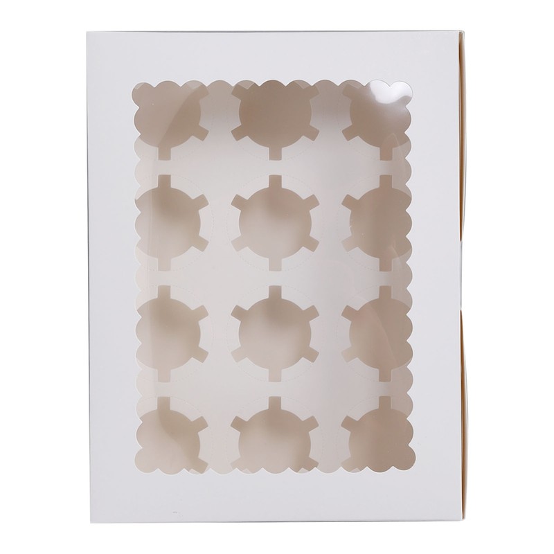 6PCS Set Cupcake Container 12 Holes Cardbord Bakery Pastry Carrier