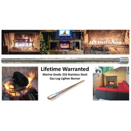 EasyFirePits 12 Inch Stainless Steel Lifetime Warranted Gas Fireplace Replacement Burner Straight END-FED Gas Log Lighter