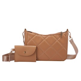 LQSCJS Umhängetasche für Damen, Leder Crossbody Bag Umhängetasche Damen Handtasche, Umhängetasche Tasche Mit Münztasche, für Frauen Dating Reisen Party Einkaufe, Braun