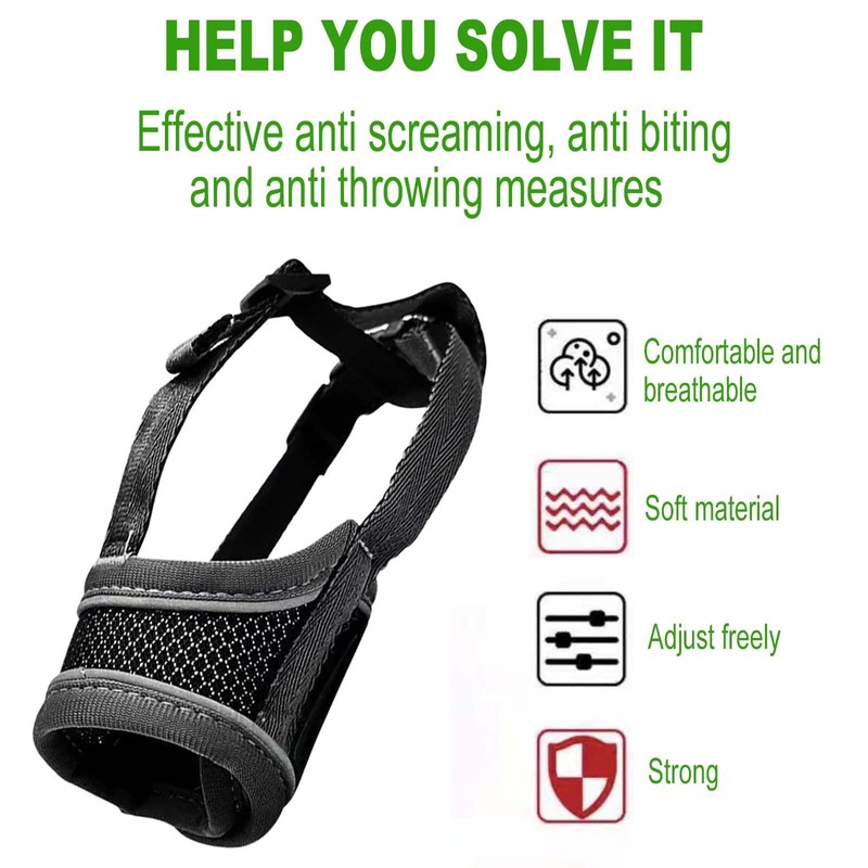 Breathable Mesh Dog Muzzle Soft Mesh Adjustable Puppy Muzzle Reflective