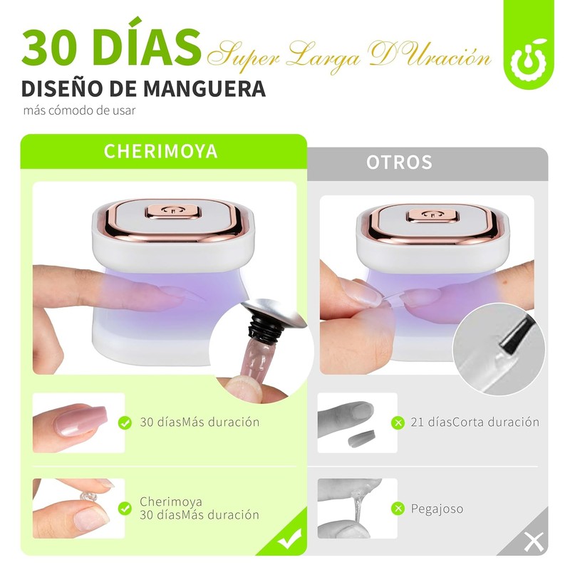 Cherimoya Pegamento para Unas Soft Gel Uñas Press On y