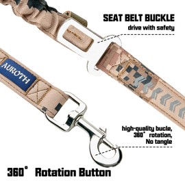 AUROTH Dog Leash Large Dogs, Heavy Duty Dog Leash Bungee, No Pull Dog Leash for Shock Absorption, Desert Camo Dog Training Leashes for Medium Large Breed Dogs 6FT, 2 Padded Handles