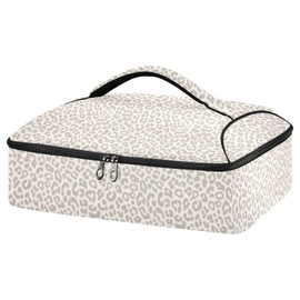 SUABO Leopard Casserole Carrier For Hot or Cold Food, Insulated Casserole Dish Carrier Bag with Lid, Food Carrier For Travel Party Picnic Tote Bag
