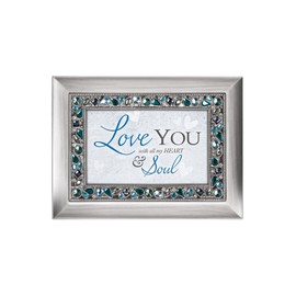 Cottage Garden I Love You Moon & Back Brushed Silver Finish Jeweled Lid Jewelry Music Box Plays Tune Wind Beneath My Wings