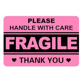 2x3 inch 100PCS Pink Black Fragile Stickers Thank You Adhesive Label Fragile Stickers for Shipping
