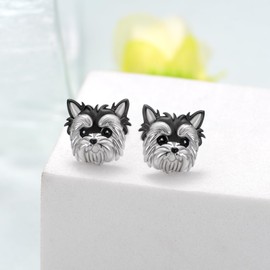 Yorkie Earrings 925 Sterling Silver Dog Earrings Puppy Earring Animal Stud Earring Jewelry Gift for Women
