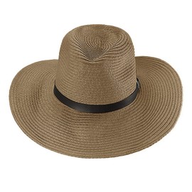Wide Brim Straw Panama Beach Fedora Vintage UPF Outdoor Travel Golf Gardening Fishing Cosplay Costume Sun Hat Summer Men Women Roll up Straw Cowboy Hat Coffee