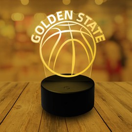 CLORURBANLIVE 3D Basketball Golden State Night Light 3D Illusion Lamp for Boys Gift 16 Changing Color Remote Control Kids Room Ball Decor Lighting (Golden State Multicoloured)