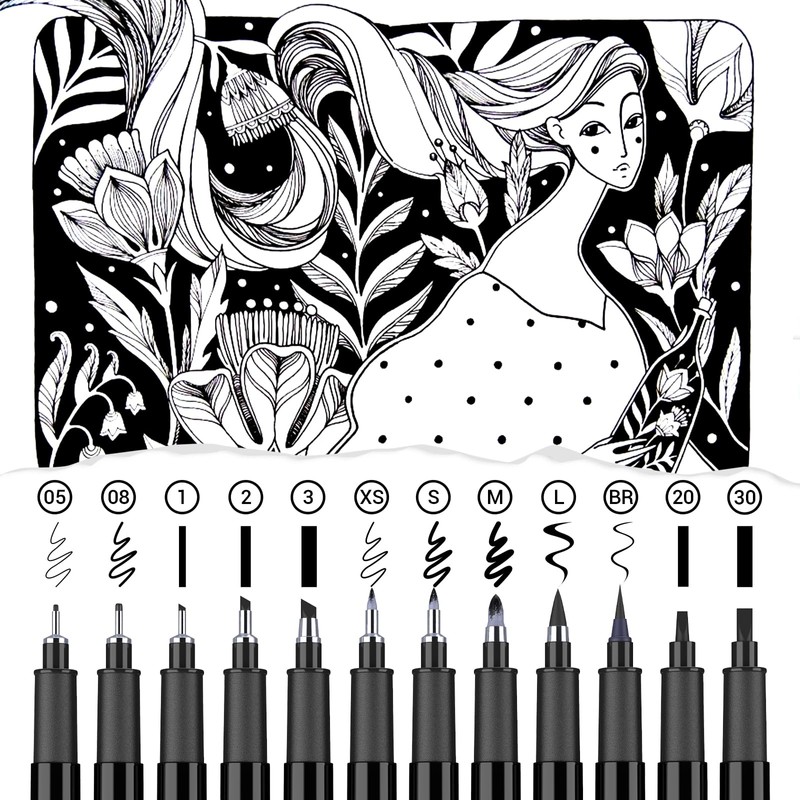 APOGO Hand Lettering Calligraphy Pens: 12 Black Calligraphy Hand Lettering