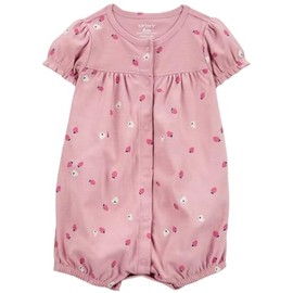 Carter's Baby Girls' Snap-Up Cotton Romper (Pink Strawberries, 18 Months)