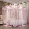 NXGIO Bed Canopy Curtain Double Layer 4 Corners Post Lace