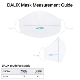 DALIX Youth Face Mask Washable Made in USA - White XS (10 Pack)