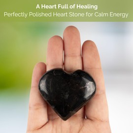 Larvikite Heart Palm Stone, Heart Shaped Crystals and Healing Stones- Pocket Worry Stone for Anxiety and Stress Relief - Healing Crystals for Meditation, Reiki, Spiritual and Crystal Gifts