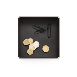 eglooh - Moire - Pocket Empty with Black Steel Structure - Inner Base Made of Leather Anthracite Grey - Desk Organiser with Modern Design - cm 14.5 x 14.5 x H.4 - Made in Italy