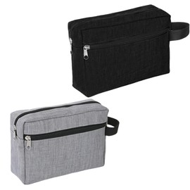 SDXCJY 2 Pack Toiletry Bag for Men,Toiletry Bags, Travel Wash Bag Water-Resistant,Gym Shaving Organiser Bag, Foldable Storage Bags with Handle for Shower Bathroom Travel (Black Grey)