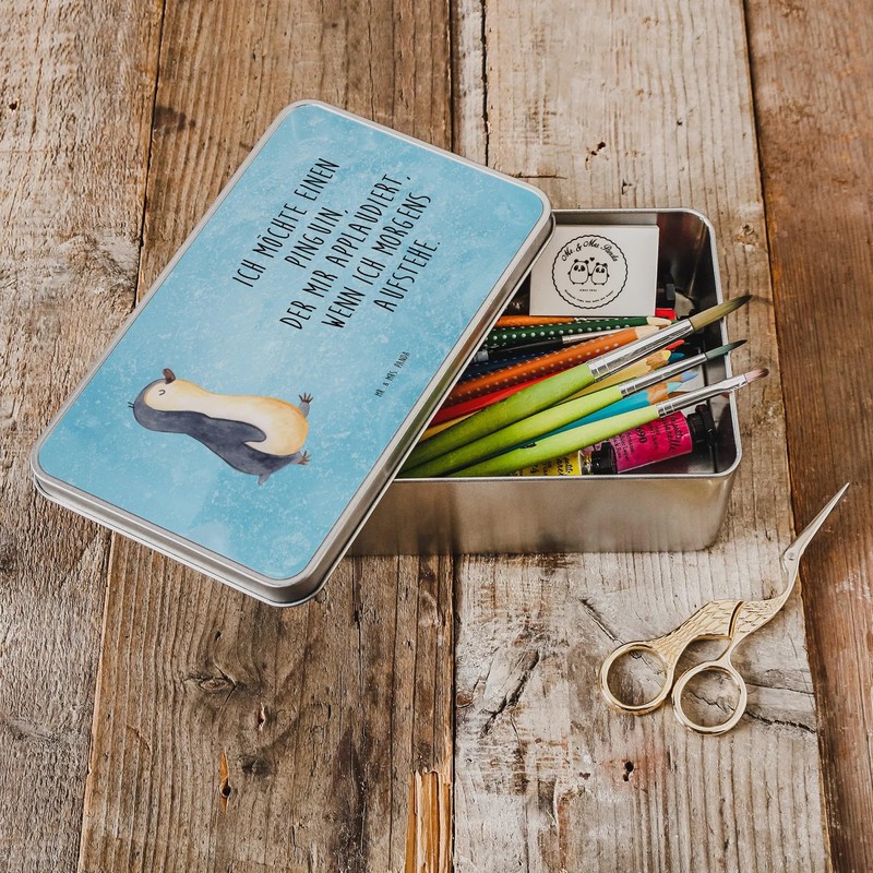 Mr. & Mrs. Panda Metal Tin Rectangular Penguin Marching Gift