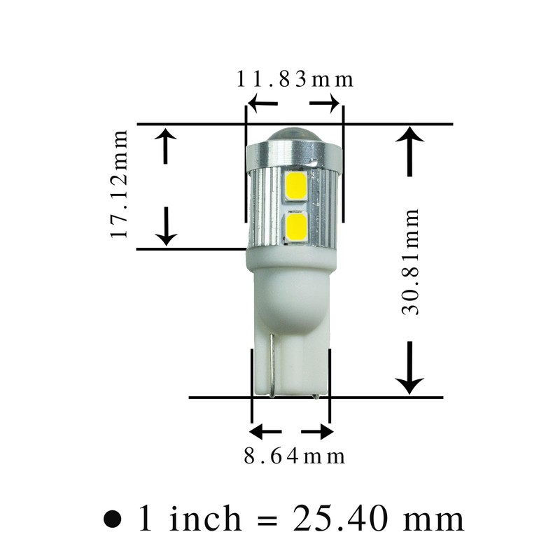 PA T10 2835 10 Rows SMD LED Golden Yellow 2pcs