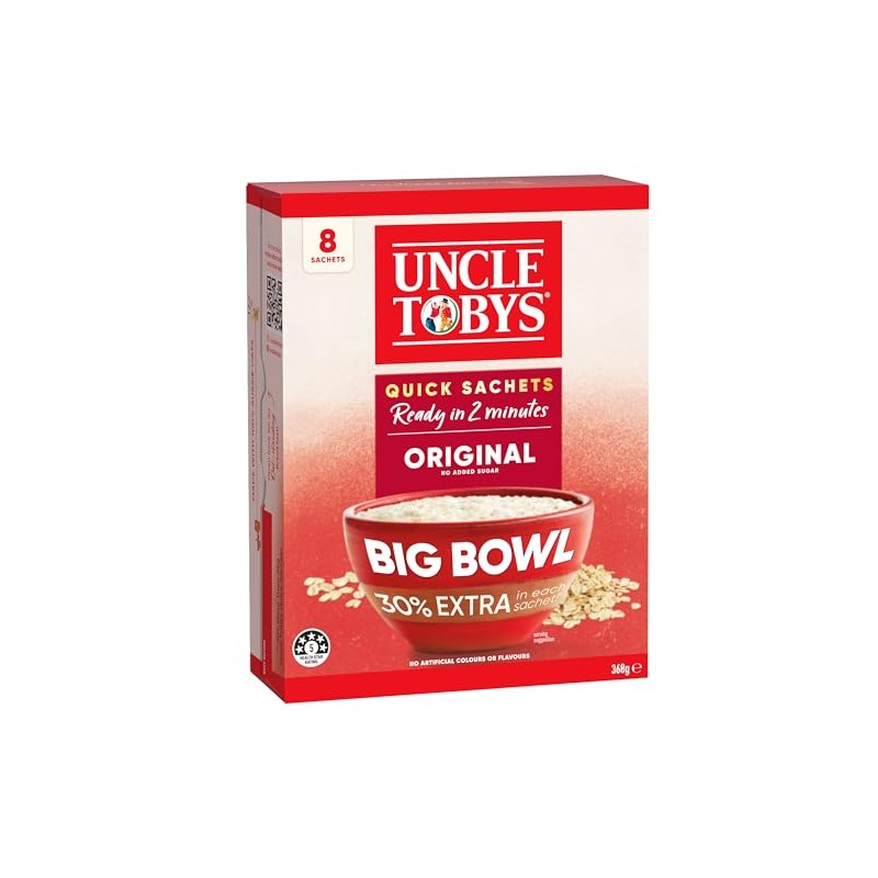 UNCLE TOBYS Oats Quick Sachets Original, Big Bowl 30 Percent