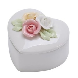 MUQI Heart shaped roses Ceramic Jewelry Trinket Box suitable for holding Ring, Necklaces, Earring, Jewelry, Keys, wedding Candy. It is also a perfect home decoration or a very nice gift.