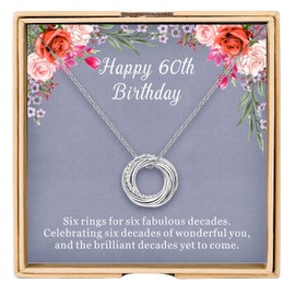 BalaBelle Birthday Gifts for Women, 30th 40th 50th 60th 70th 80th 90th Birthday Gifts for Women Friends, Happy Birthday Necklace 925 Sterling Silver Circle Necklace, Birthday Jewelry for Women (60th)