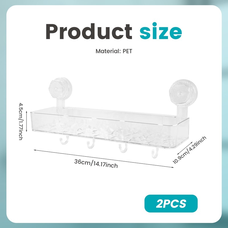 AwObEpl 2 Pack Suction Cup Shower Caddy Clear Waterproof Shower