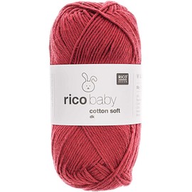Rico Baby Cotton Soft Dk Baby Wool Red Soft and Easy Care Cotton Blend Yarn for Knitting and Crocheting (067 Raspberry)