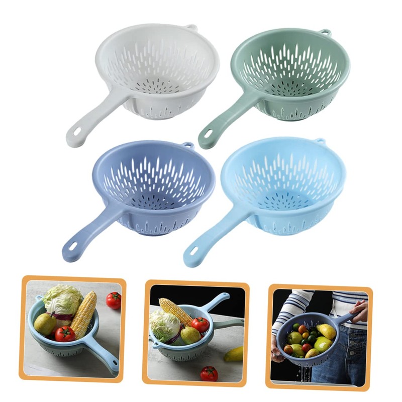 SOLUSTRE Plastic Colander Strainer Handle 4pcs Kitchen Utensils for Fruit
