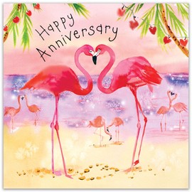 Twizler Anniversary Card - Flamingos Happy Wedding Anniversary Card for Couples - Husband Anniversary Card for Him - Wife Anniversary Card for Her - Mom and Dad Anniversary Card