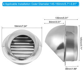 PATIKIL Abdeckung für Abluftventil 5,9 Zoll, 304 Edelstahl Wandventilabdeckung Runde Abluftgitter Belüftungsauslass Luftkanalabdeckung Trocknerhaube für HVAC-System