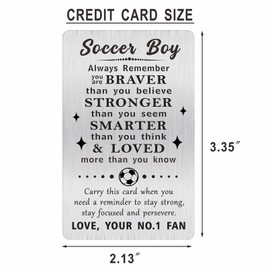 Alotozo Soccer Gifts for Boys - Motivational Soccer Boy Card - Sports Wallet Card for Boys - Soccers Christmas Birthday Gifts